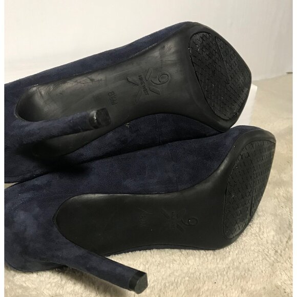 Nine West Etta Shoes Heels Pumps 8 1/2 Navy Blue Point Toe Suede Leather - Picture 10 of 14